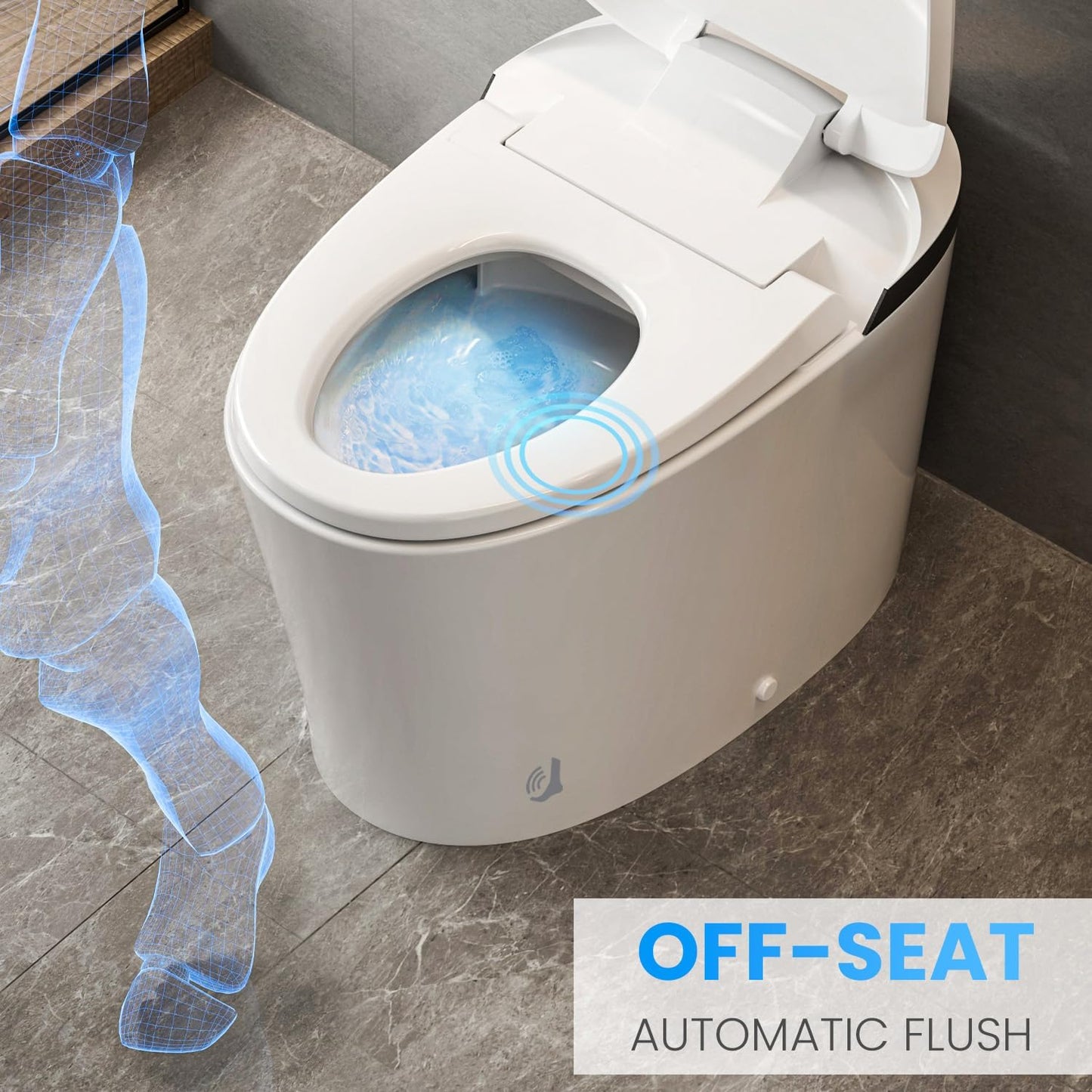 AKNIRL Upgraded Smart Toilet with Booster Pump, Heated Toilet Seat, Tankless, Auto Flush,