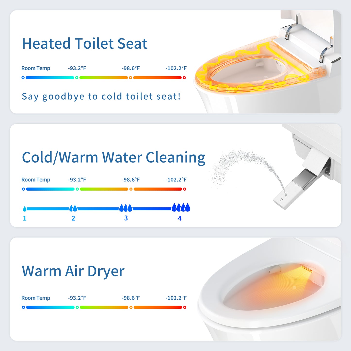 AKNIRL Y002S Smart Bidet Toilet with Built-in Tank, Powerful Flushing, Instant Warm Water, Heater Seat, Auto Deodorization, Air Dryer, Night Light,