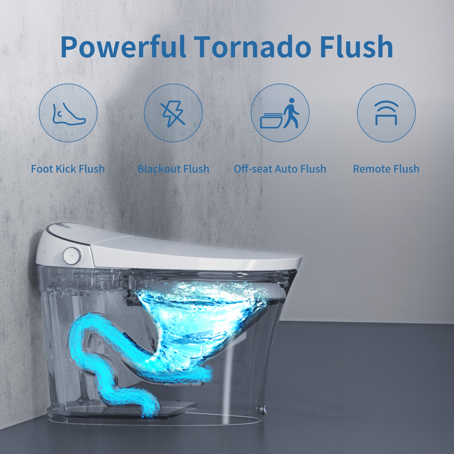 AKNIRL Y002S Smart Bidet Toilet with Built-in Tank, Powerful Flushing, Instant Warm Water, Heater Seat, Auto Deodorization, Air Dryer, Night Light,
