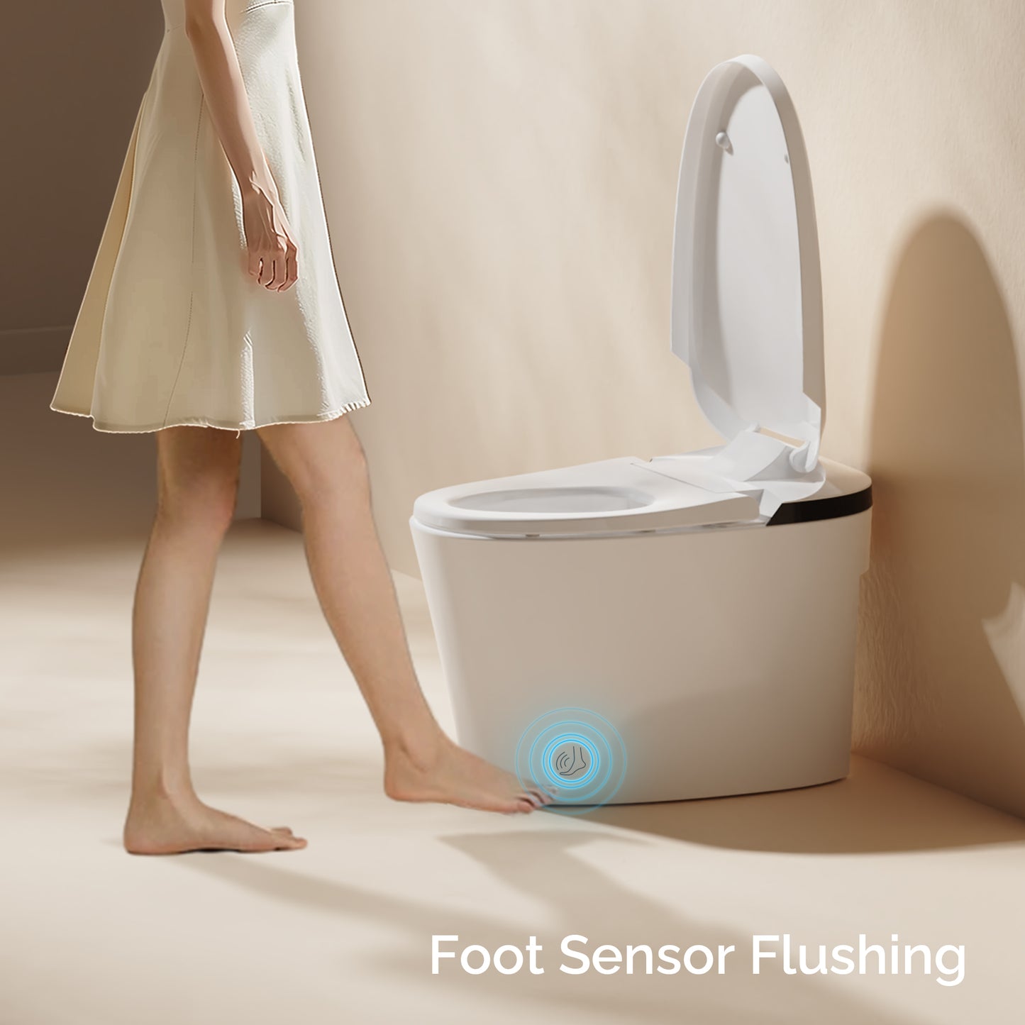 AKNIRL Smart Toilt with Bidet Built-in, Heated Seat, Automatic Flushing, Booster Pump, Warm Water, Air Dryer, Auto Deodorization, Night Light