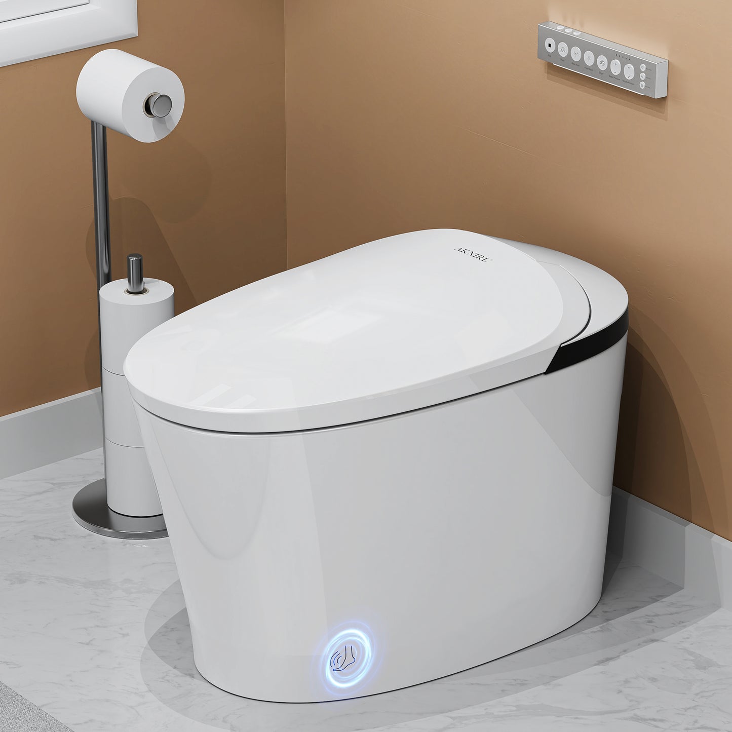 AKNIRL Smart Toilt with Bidet Built-in, Heated Seat, Automatic Flushing, Booster Pump, Warm Water, Air Dryer, Auto Deodorization, Night Light