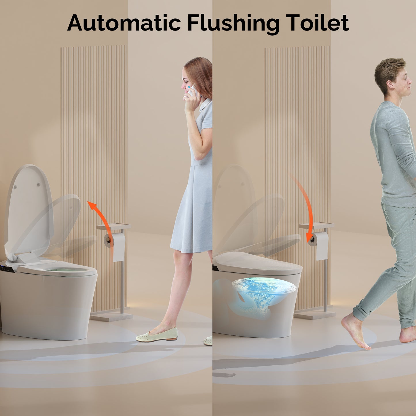 Smart Toilet with Bidet, Auto Open/Close Lid, Auto Sensor Flush, Elongated Heated Seat, Warm Water, Dryer,Hands-free Flush, White