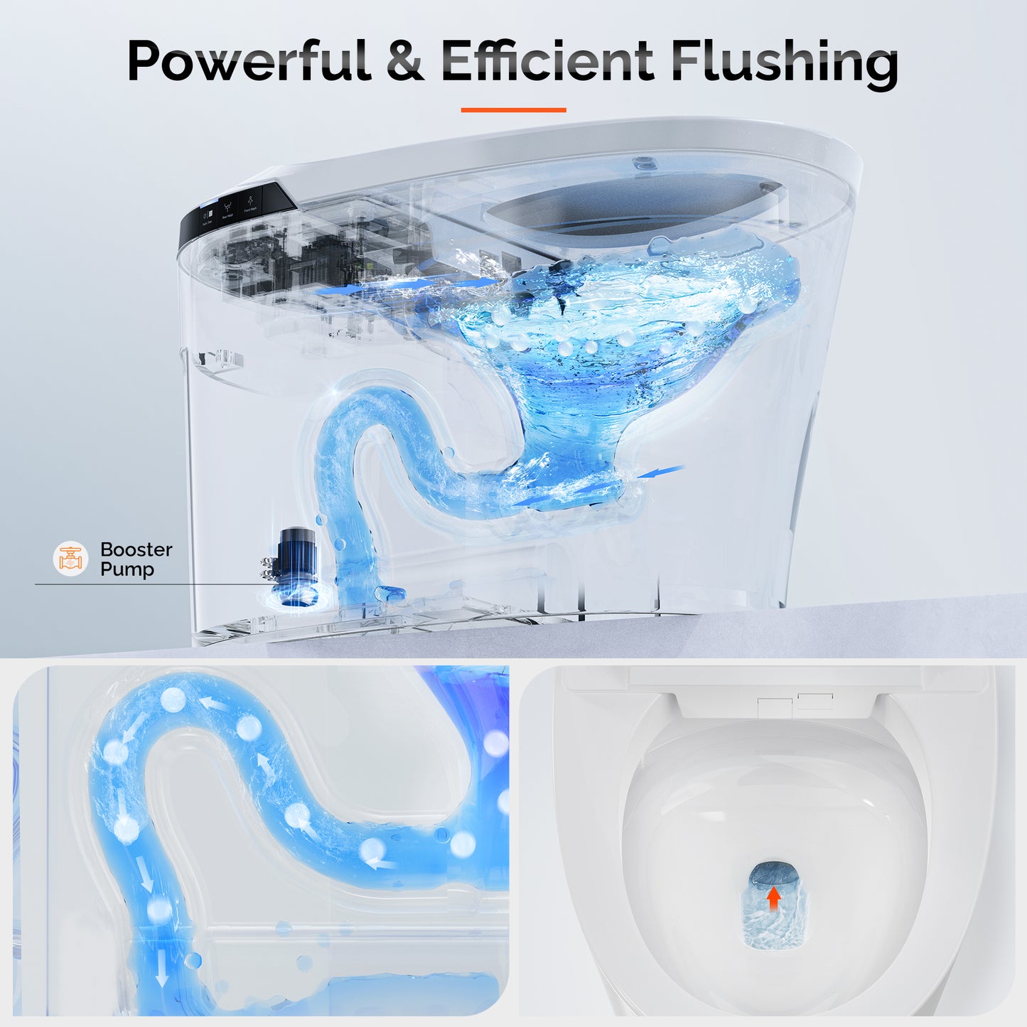 Smart Toilet with Bidet, Auto Open/Close Lid, Auto Sensor Flush, Elongated Heated Seat, Warm Water, Dryer,Hands-free Flush, White