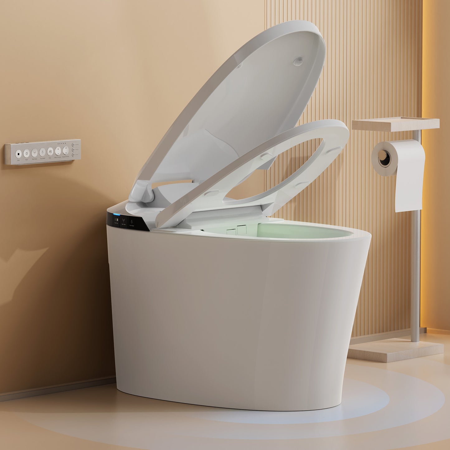 Smart Toilet with Bidet, Auto Open/Close Lid, Auto Sensor Flush, Elongated Heated Seat, Warm Water, Dryer,Hands-free Flush, White
