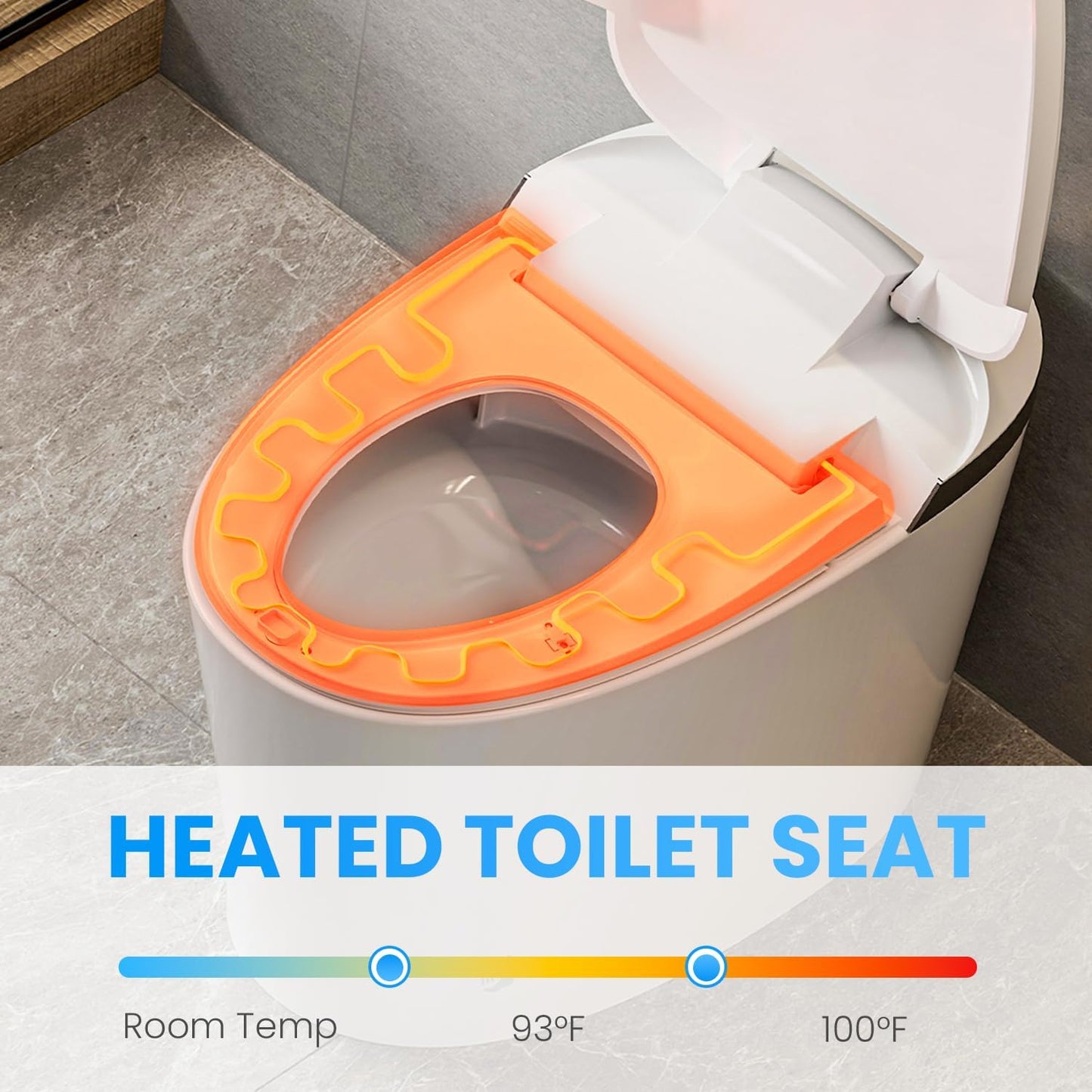 AKNIRL Upgraded Smart Toilet with Booster Pump, Heated Toilet Seat, Tankless, Auto Flush,