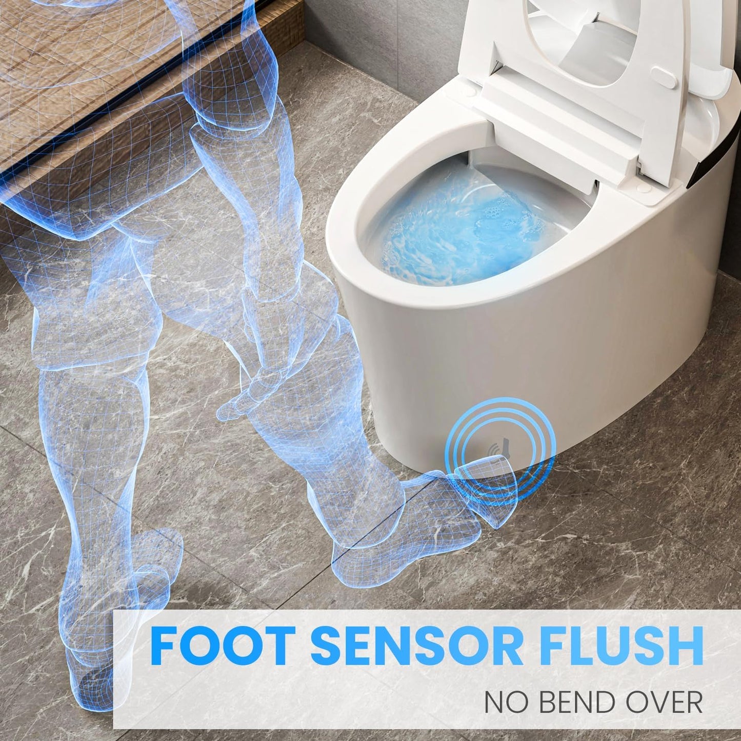 AKNIRL Upgraded Smart Toilet with Booster Pump, Heated Toilet Seat, Tankless, Auto Flush,