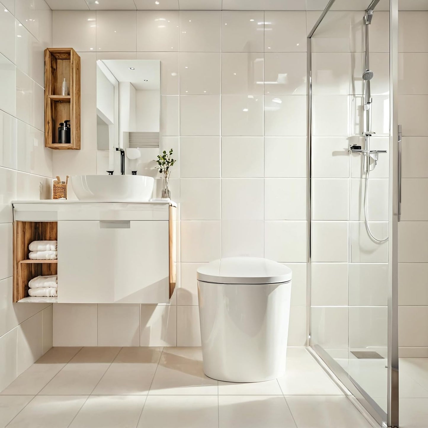 AKNIRL Upgraded Smart Toilet with Booster Pump, Heated Toilet Seat, Tankless, Auto Flush,