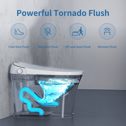 AKNIRL Y002S Smart Bidet Toilet with Built-in Tank, Powerful Flushing, Instant Warm Water, Heater Seat, Auto Deodorization, Air Dryer, Night Light,
