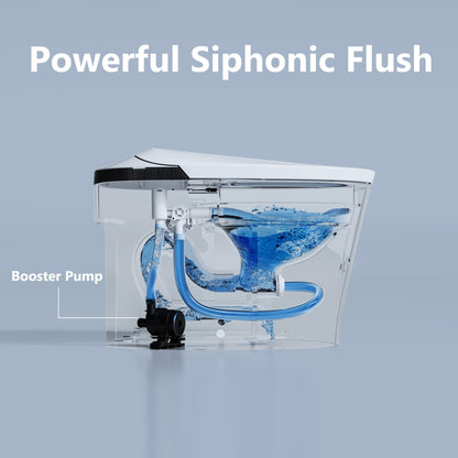 AKNIRL Upgraded Smart Toilet with Booster Pump, Heated Toilet Seat, Tankless, Auto Flush,