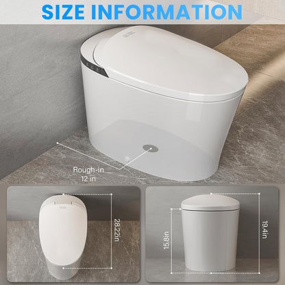 AKNIRL Upgraded Smart Toilet with Booster Pump, Heated Toilet Seat, Tankless, Auto Flush,