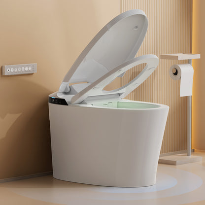 Smart Toilet with Bidet, Auto Open/Close Lid, Auto Sensor Flush, Elongated Heated Seat, Warm Water, Dryer,Hands-free Flush, White